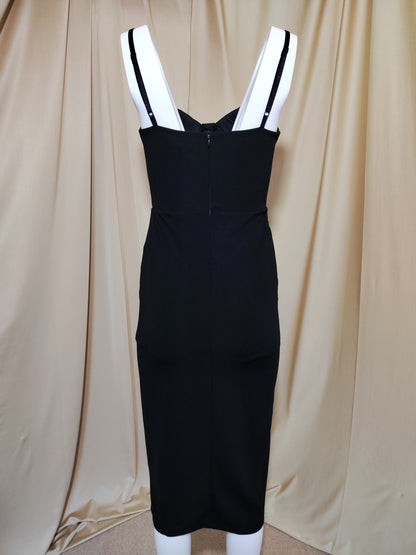 Crna midi haljina s cirkonima