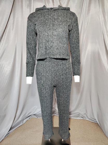 Siva rebrasta trenirka s kapuljačom