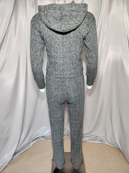 Siva rebrasta trenirka s kapuljačom